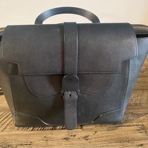 Senreve black leather day to day bag